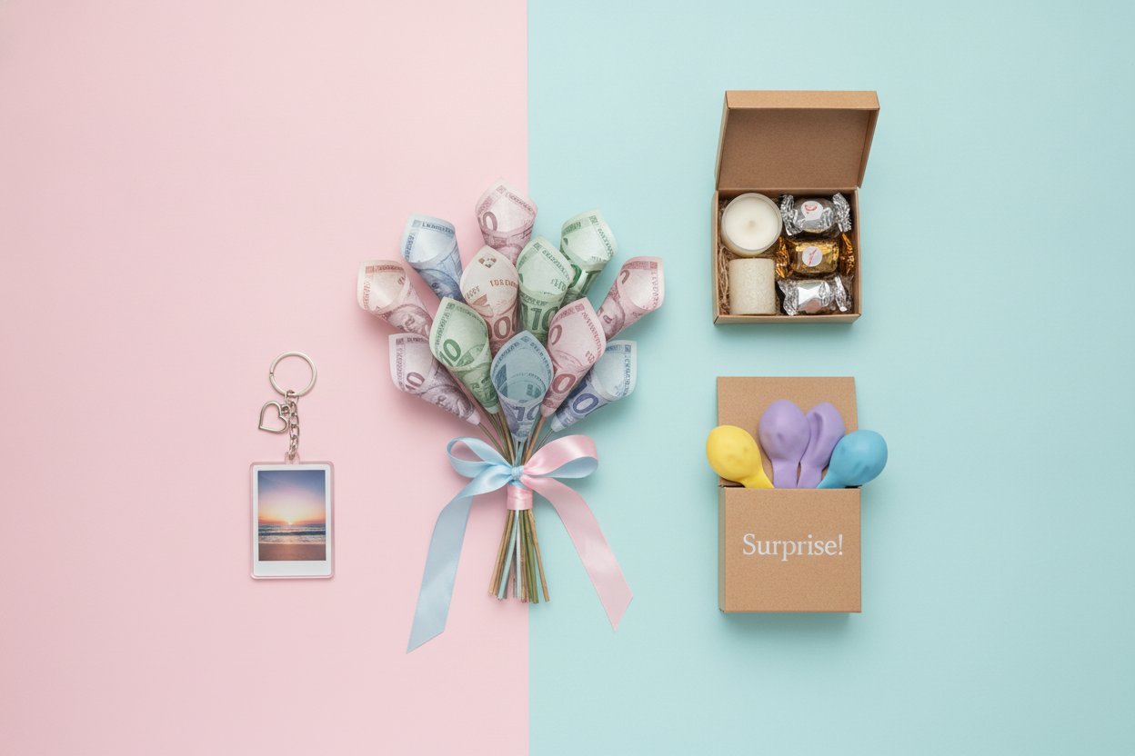 Hadiah hari jadi bajet bawah RM50 buket duit gift set dan balloon box