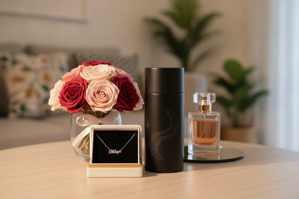 Hadiah hari jadi RM50 hingga RM150 kalung custom tumbler bunga dan minyak wangi