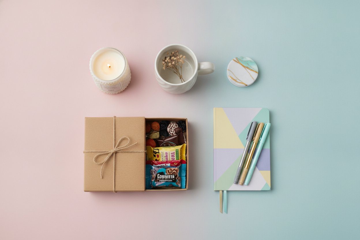 Hadiah untuk kawan bajet bawah RM50 lilin wangi snek dan mug