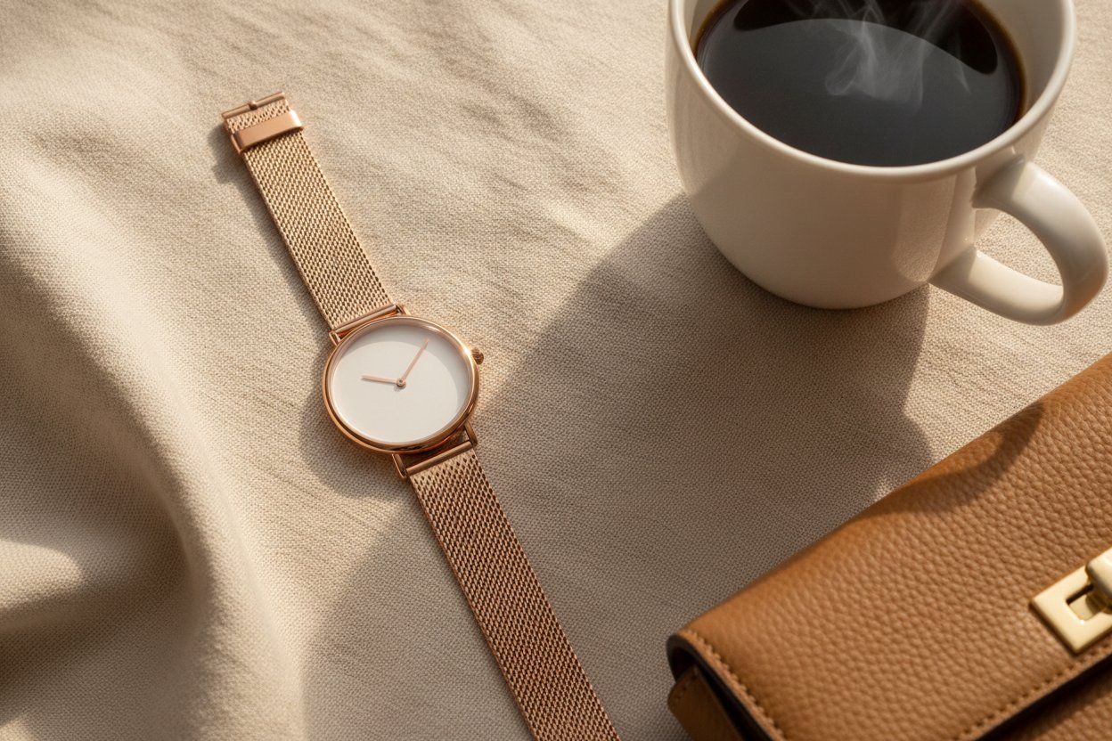 Jam tangan wanita minimalis rose gold dalam lingkungan harga RM300 hingga RM800