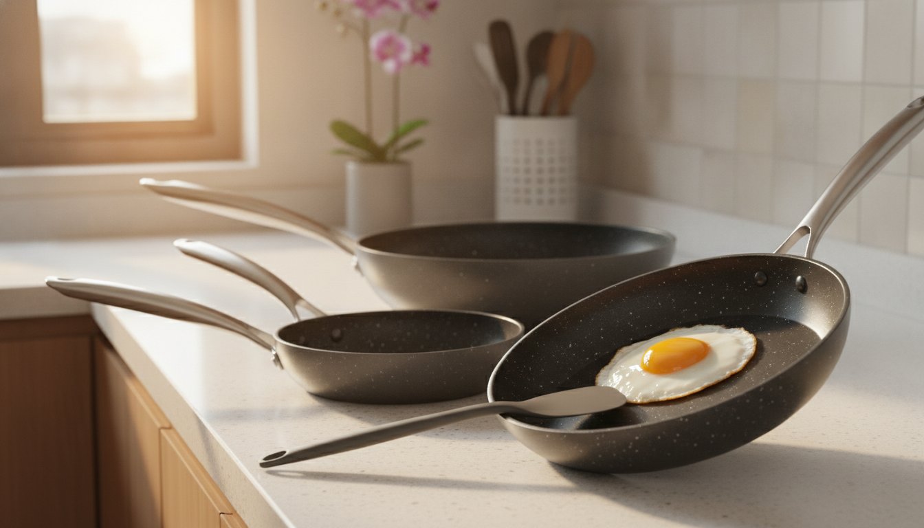 Koleksi kuali non-stick terbaik di Malaysia 2026 di atas dapur