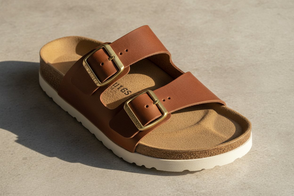 Sandal kulit lelaki premium dengan tapak gabus