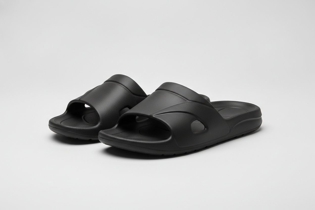 Selipar slide sukan lelaki warna hitam