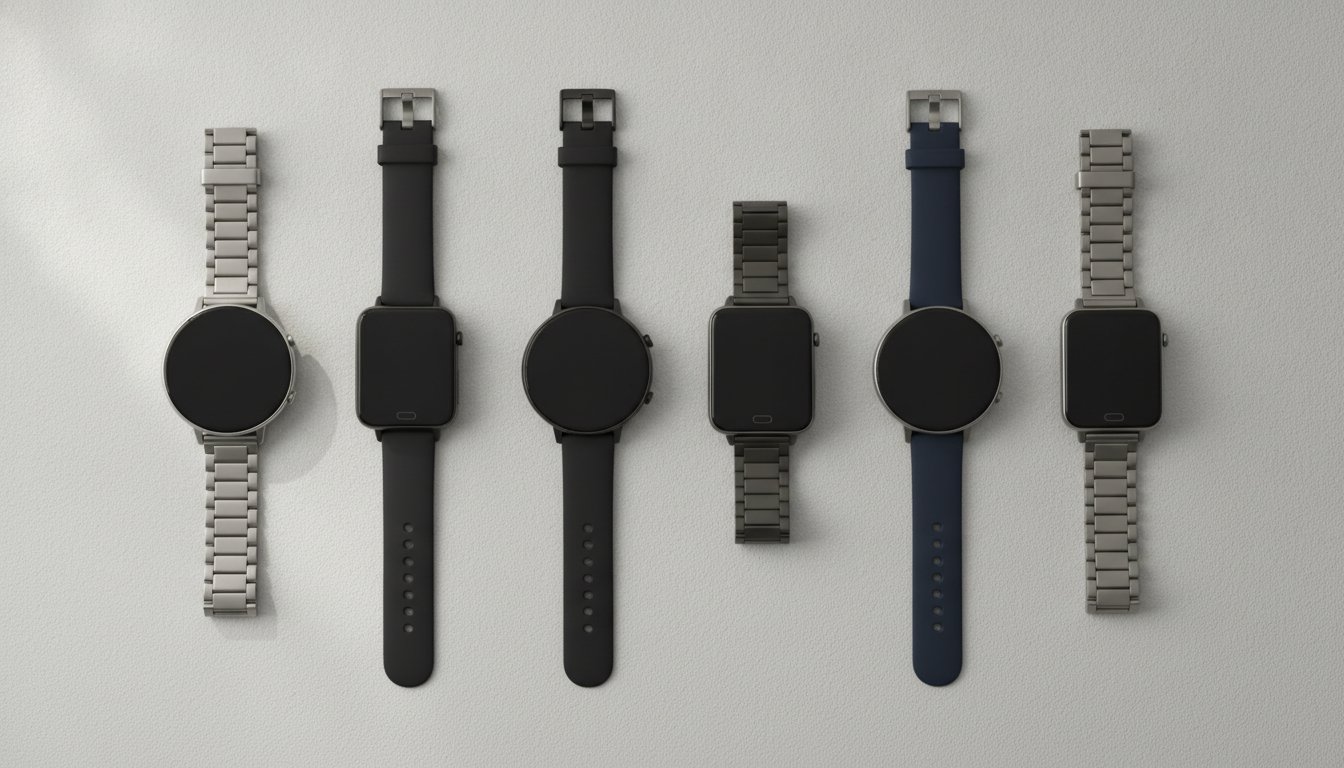 Koleksi smartwatch terbaik di Malaysia disusun di atas permukaan kelabu