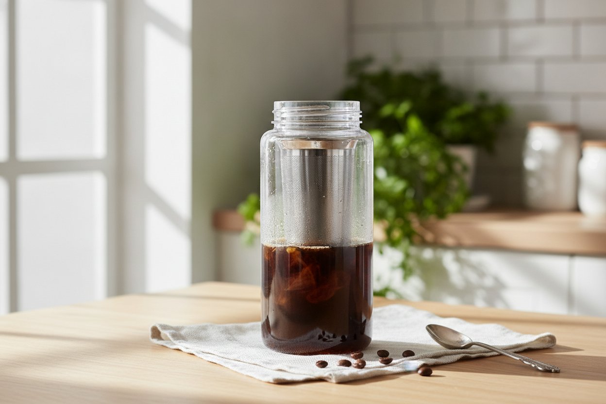 Botol cold brew mudah alih dengan penapis untuk pemula