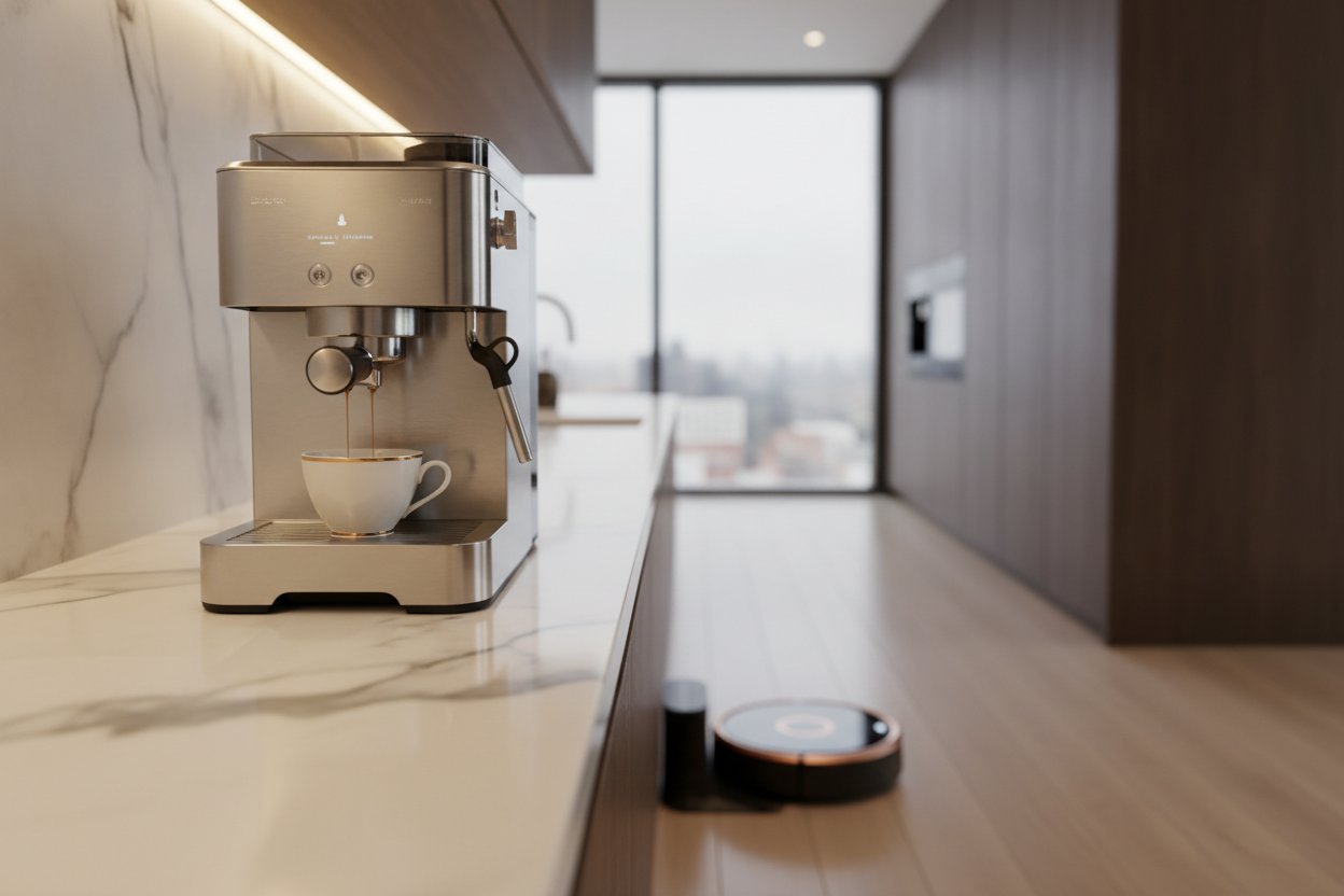 Hadiah unik mewah mesin espresso dan robot vacuum