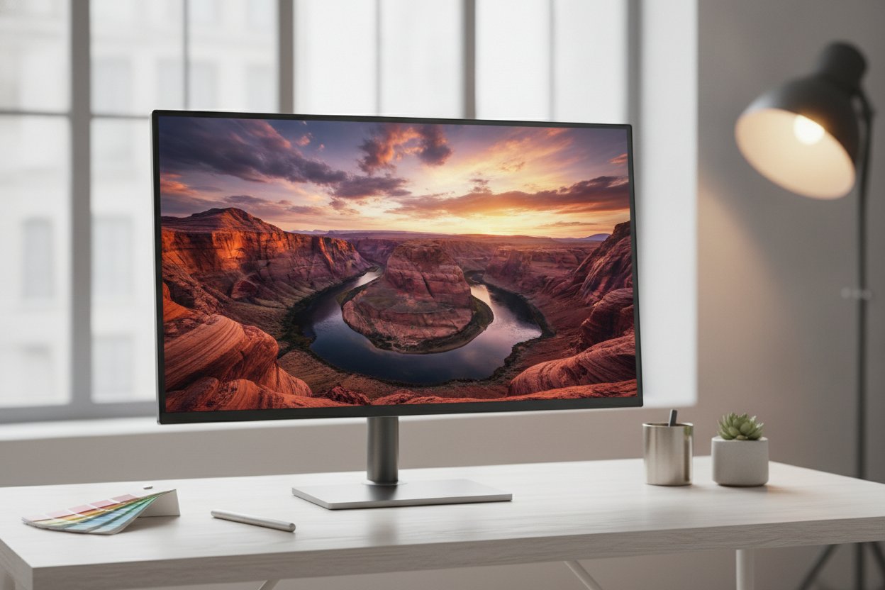 Monitor 4K premium untuk kerja kreatif dengan warna tepat