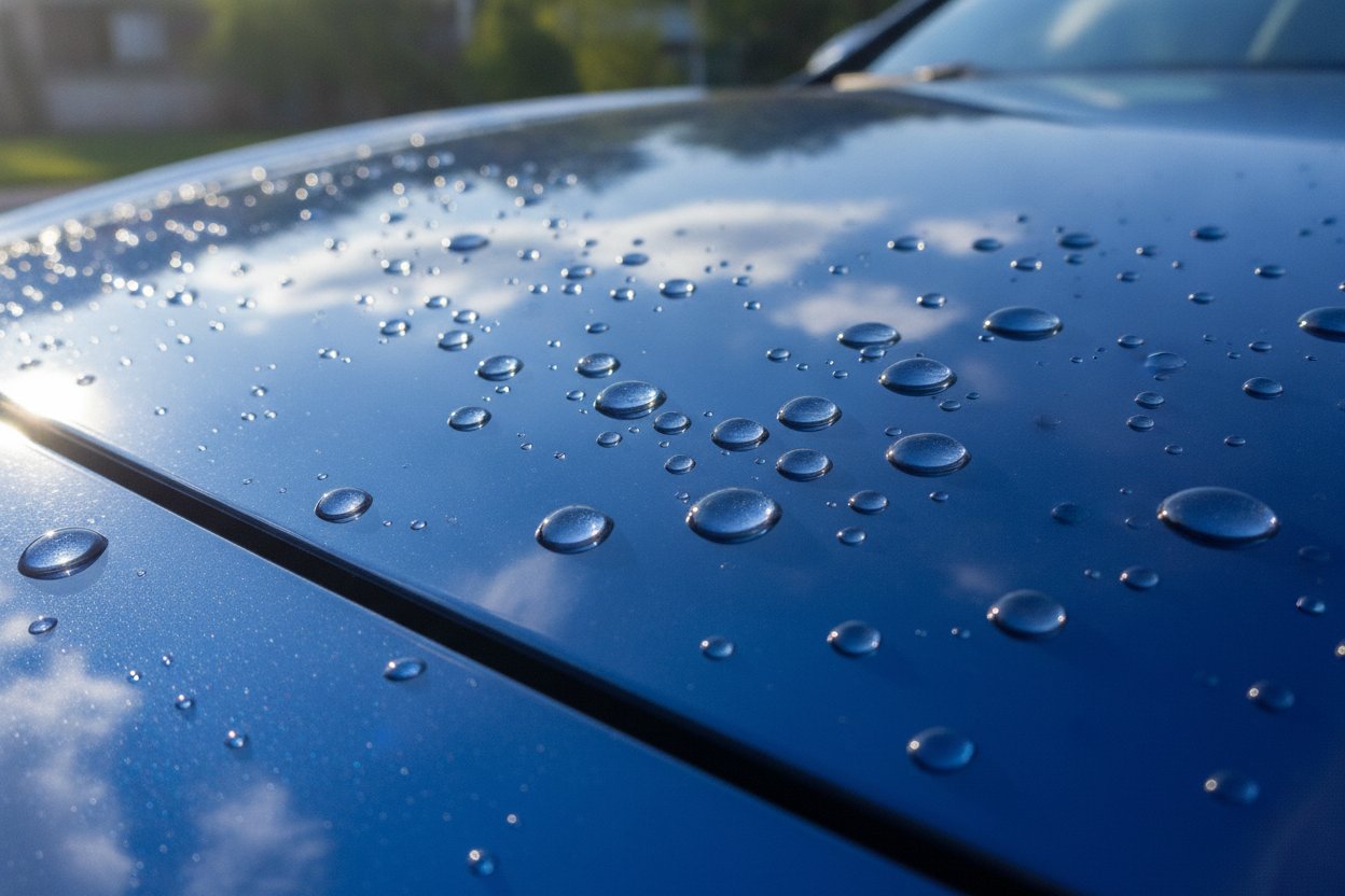 Kesan water beading pada kereta bergilap selepas wax